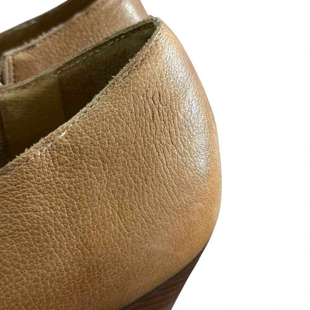 Jack Rogers Kyle Oak Brown Leather Whipstitch Ankle Booties Women's Size 9 M Zip